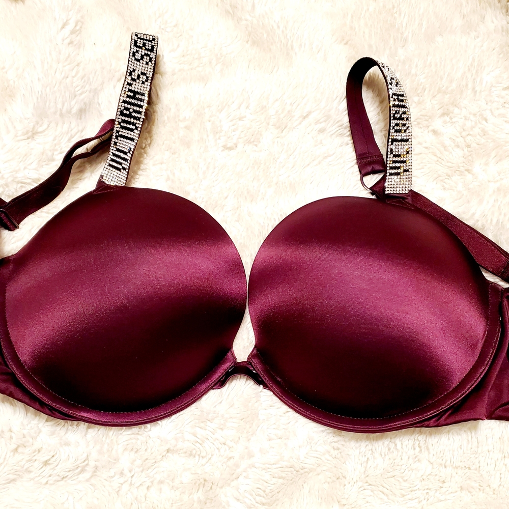 Elegant Burgundy Bra with Embellished Straps